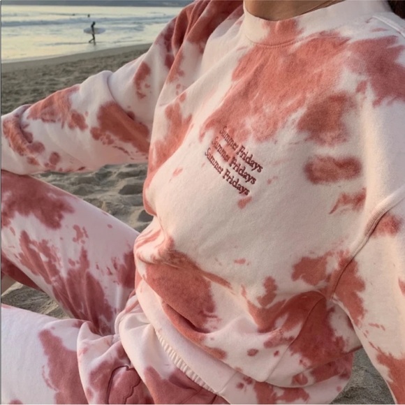 Summer Fridays 2 Piece Pink Tie Dys Sweat Pants & Sweat Shirt (set) ☁️ - Picture 2 of 16